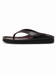 Minimal Leather Thong Slide Sandals ā Retro Flat Flip Flop Sandals for Women