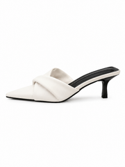 Pointed Toe Mule Heels for Women – Minimalist Cross Strap Kitten Heel Sandals, Chic Slip-On Dress Shoes
