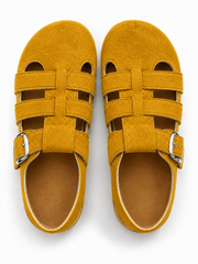 Women’s Fisherman Mary Jane Flats – Retro Cutout Buckle Ballet Shoes with Soft Suede Finish
