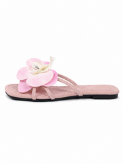 Women's Floral Slide Sandals – Boho Flower Flat Sandals with Open Toe Summer Slip-On Design