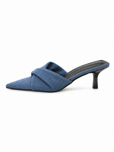 Pointed Toe Mule Heels for Women – Minimalist Cross Strap Kitten Heel Sandals, Chic Slip-On Dress Shoes