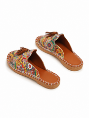 π Boho Tassel Slide Sandals for Women β Vintage Ethnic Print Comfort Flat Summer Slip-On Sandals