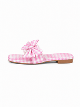 Gingham Bow Slide Sandals for Women – Vintage Coquette Flat Mule Summer Sandals