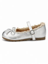 Women’s Lace Trim Mary Jane Flats – Vintage Ballet Shoes with Bow Detail & Adjustable Strap