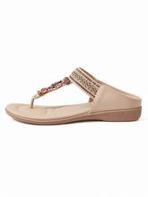 Boho Beaded Thong Wedge Sandals for Women – Comfort Orthopedic Flip Flop Summer Sandals