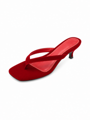 Women's Kitten Heel Thong Sandals – Elegant Square Toe Mule Heels for Summer