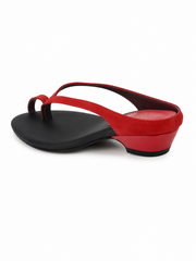 Retro Minimalist Red Thong Heel Sandals