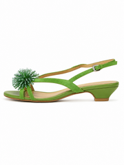 Green Beaded Slingback Heels – Elegant Mid Heel Summer Sandals for Women