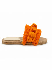 Sunset Fringe Raffia Slides