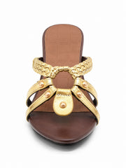 Golden Braided Heel Sandals