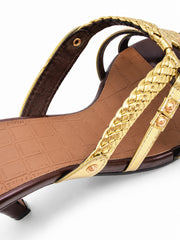 Golden Braided Heel Sandals