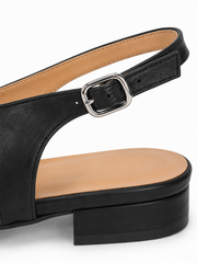Minimalist Tabi Slingback Sandals – Soft Leather Split Toe Low Block Heel Flats