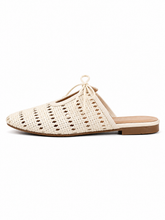 Woven Lace-Up Mule Flats – Breathable Summer Slip-On Sandals for Women