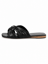 Woven Knot Leather Slide Sandals – Minimalist Square Toe Flat Mule Slippers
