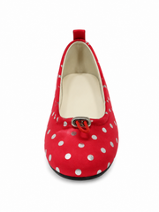 Polka Dot Ballet Flats for Women with Pig Nose Buckle – Retro Round Toe Slip-On Shoes