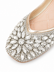 Crystal Rhinestone Ballet Flats – Sparkly Square Toe Dress Shoes for Women