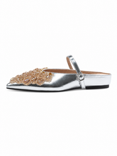 Luxury Pointed Toe Slingback Flats – Crystal Embellished Mary Jane Mules for Women