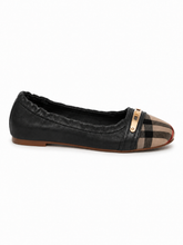 Women’s Genuine Leather Foldable Ballet Flats – Plaid Cap Toe Travel Shoes
