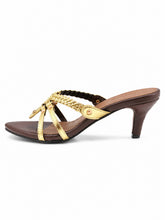 Golden Braided Heel Sandals