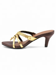 Golden Braided Heel Sandals