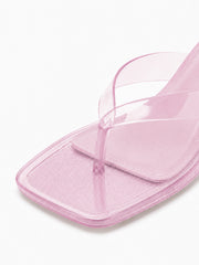 Transparent Kitten Heel Thong Sandals – Minimal Clear Jelly Slide Heels for Women
