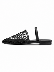 Mesh Pointed-Toe Flat Mules