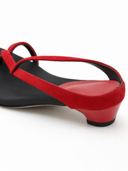 Retro Minimalist Red Thong Heel Sandals
