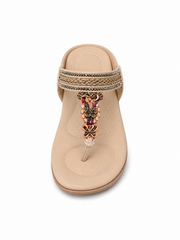 Boho Beaded Thong Wedge Sandals for Women โ Comfort Orthopedic Flip Flop Summer Sandals