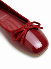 Women’s Patent Leather Ballet Flats – Classic Bow Slip On Ballerina Shoes with Minimalist Retro Style