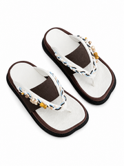 Vintage Beaded Thong Sandals for Women – Boho Comfort Slide Sandals with Cushioned Footbed & Non-Slip Sole
