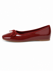Women’s Patent Leather Ballet Flats – Classic Bow Slip On Ballerina Shoes with Minimalist Retro Style