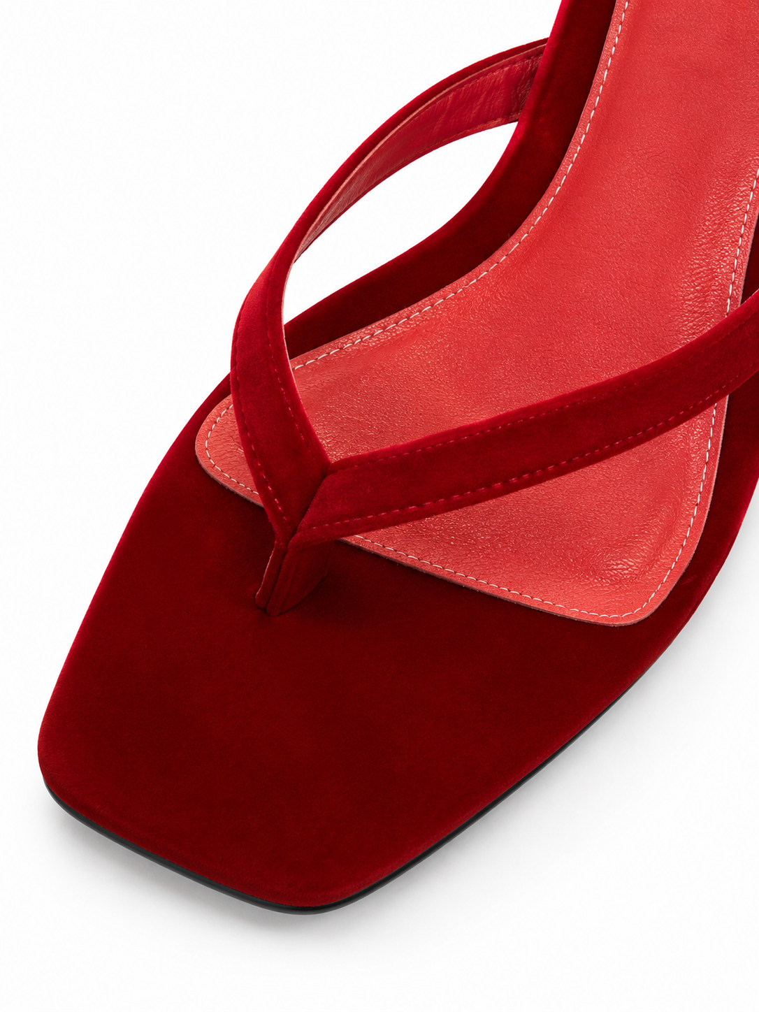 Women's Kitten Heel Thong Sandals – Elegant Square Toe Mule Heels for Summer