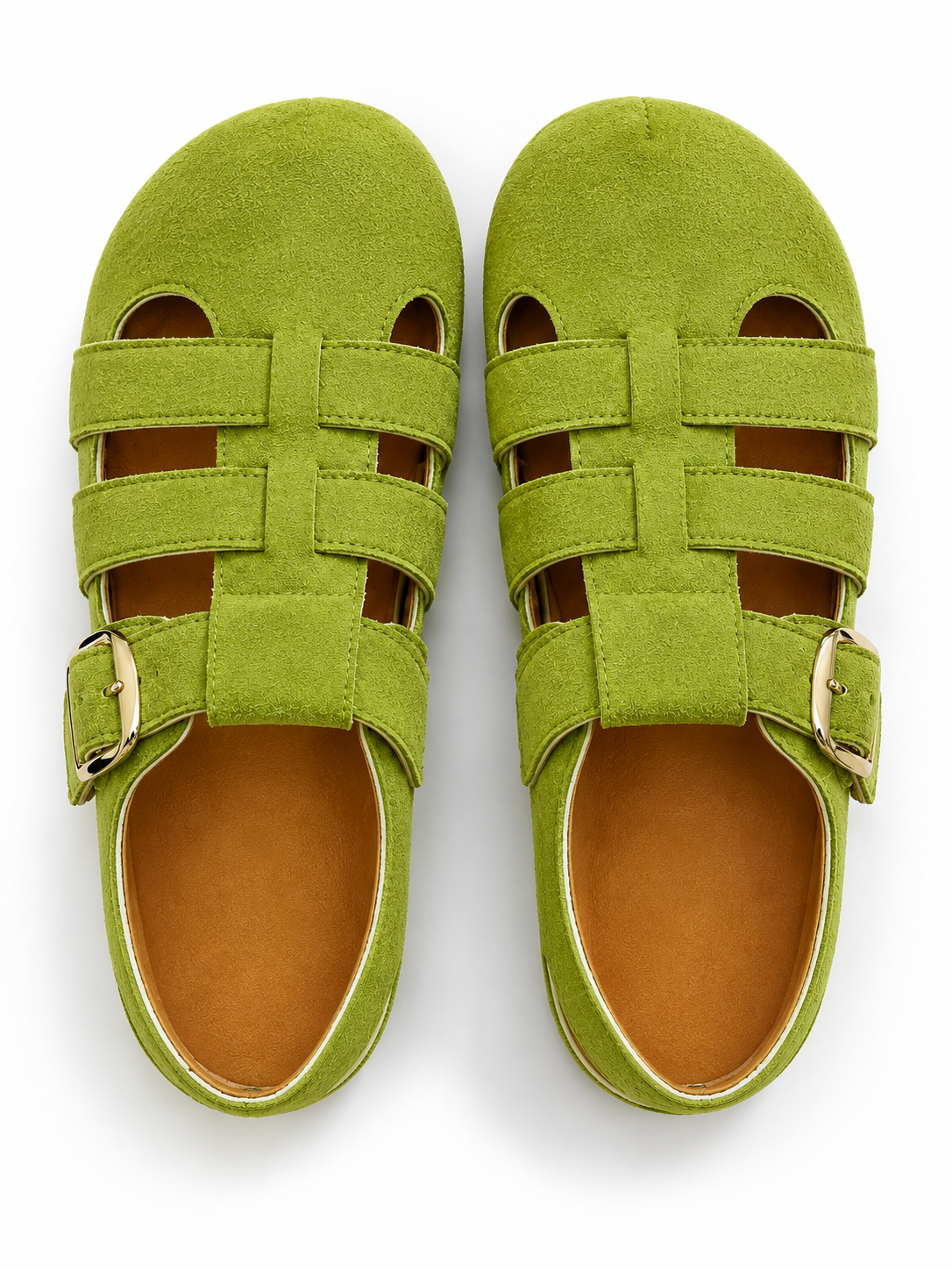 Women’s Fisherman Mary Jane Flats – Retro Cutout Buckle Ballet Shoes with Soft Suede Finish