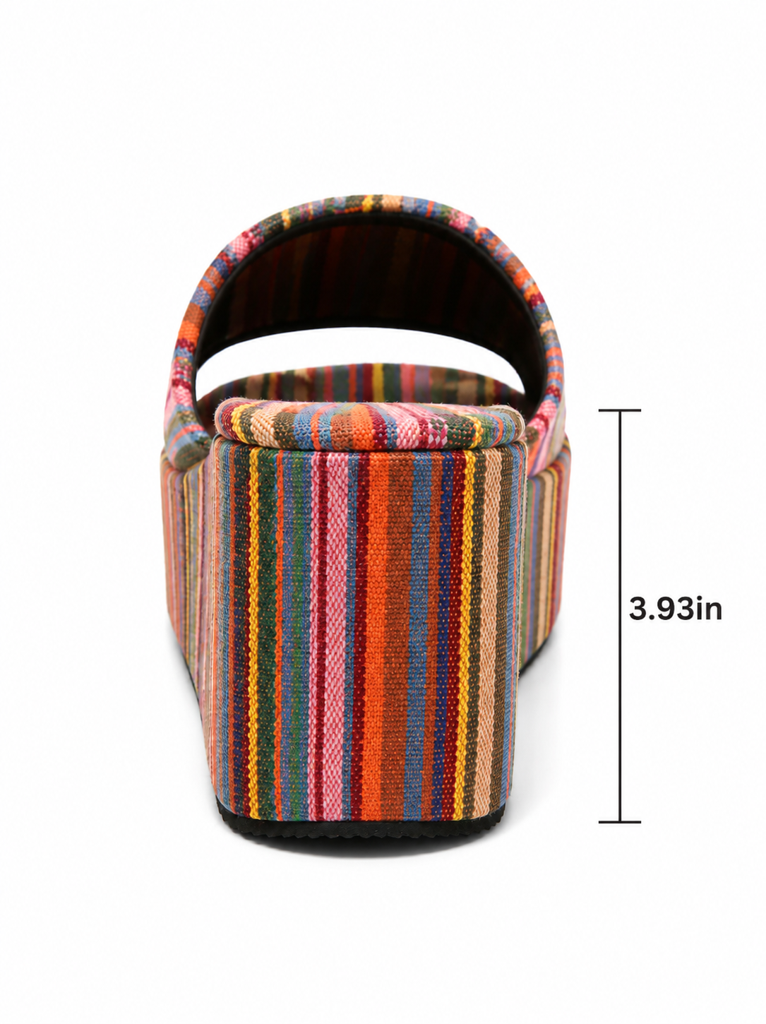 Boho Platform Wedge Slides for Women – Retro Striped Espadrille Slip On Sandals with Thick Sole