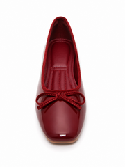Women’s Patent Leather Ballet Flats – Classic Bow Slip On Ballerina Shoes with Minimalist Retro Style