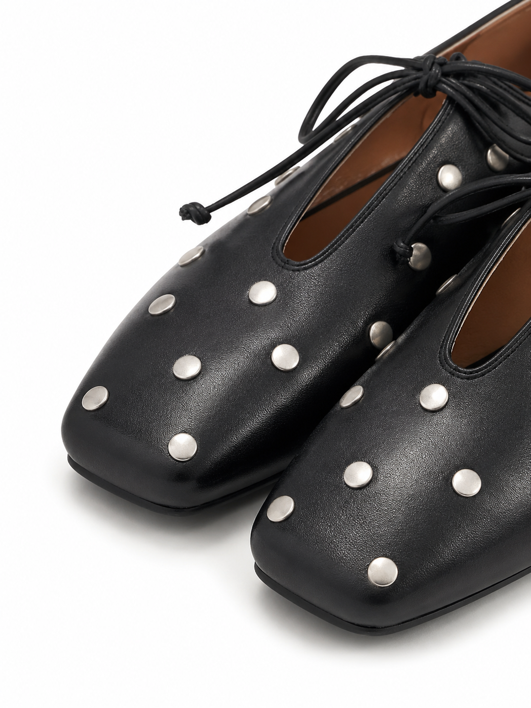 Retro Black Leather Bow Slip-On Loafers