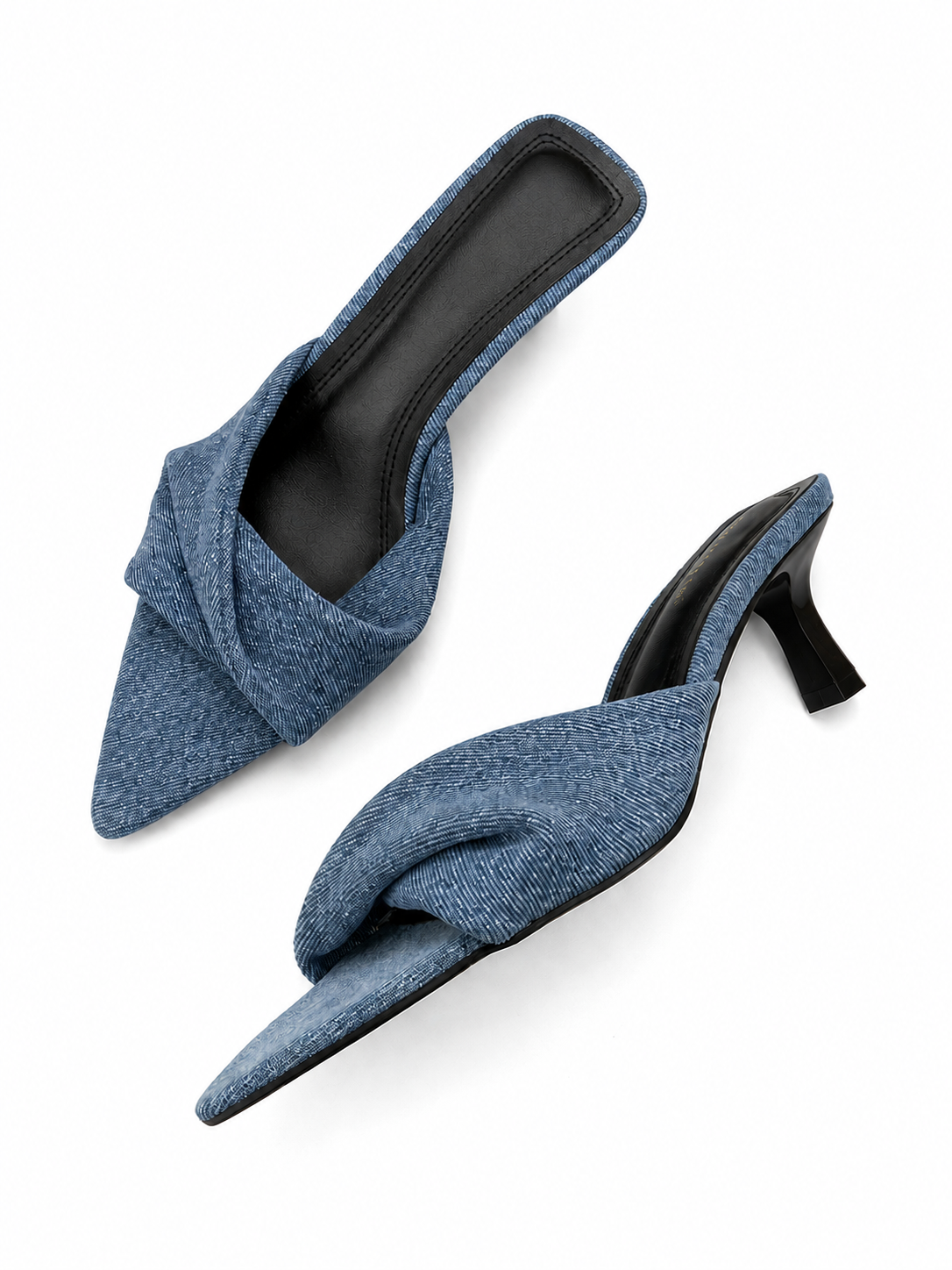 Pointed Toe Mule Heels for Women – Minimalist Cross Strap Kitten Heel Sandals, Chic Slip-On Dress Shoes