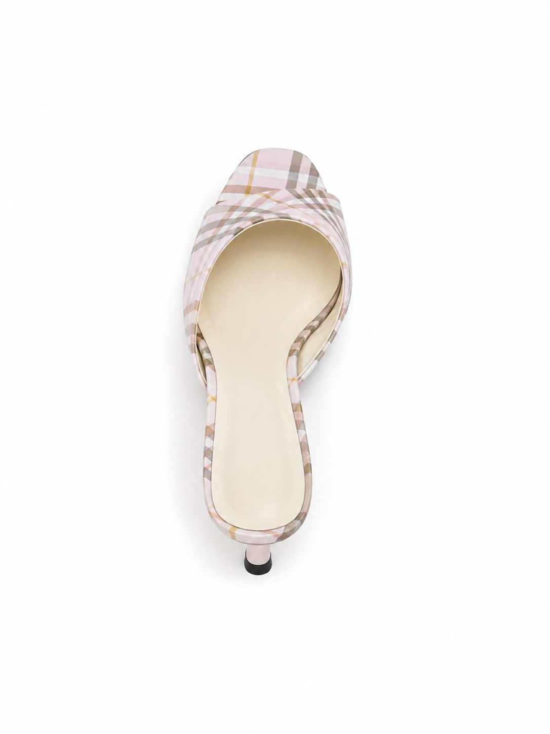 Vintage Plaid Kitten Heel Slide Sandals – Retro Open Toe Mule Heels for Women