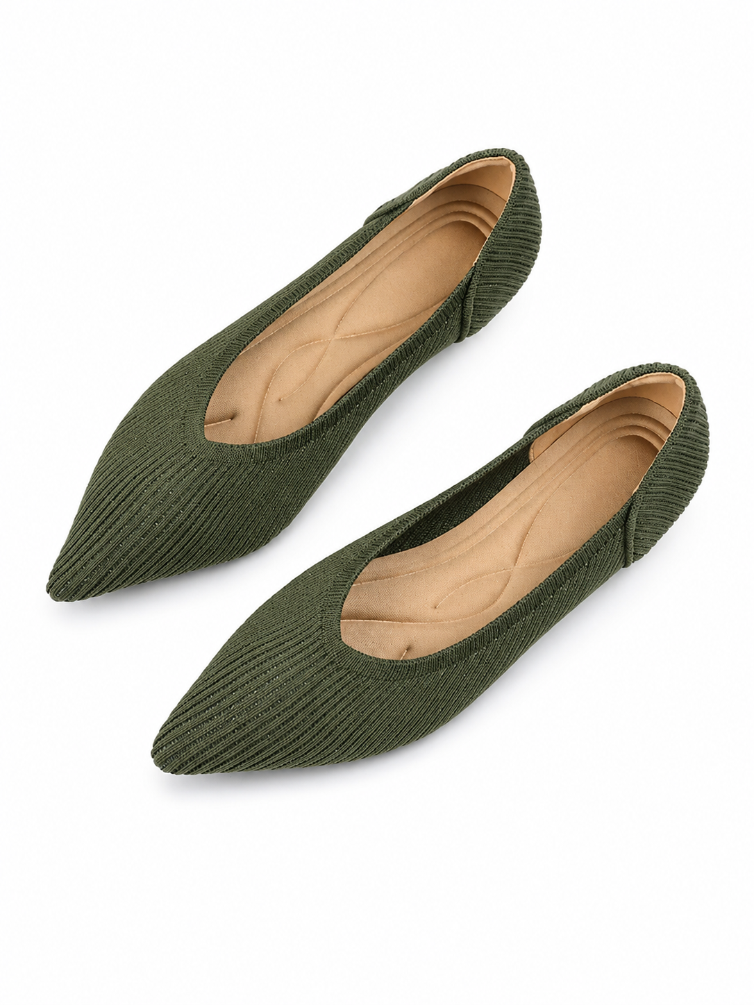 Pointed Toe Knit Ballet Flats for Women – Comfortable Slip-On Walking Shoes, Lightweight Everyday Flats