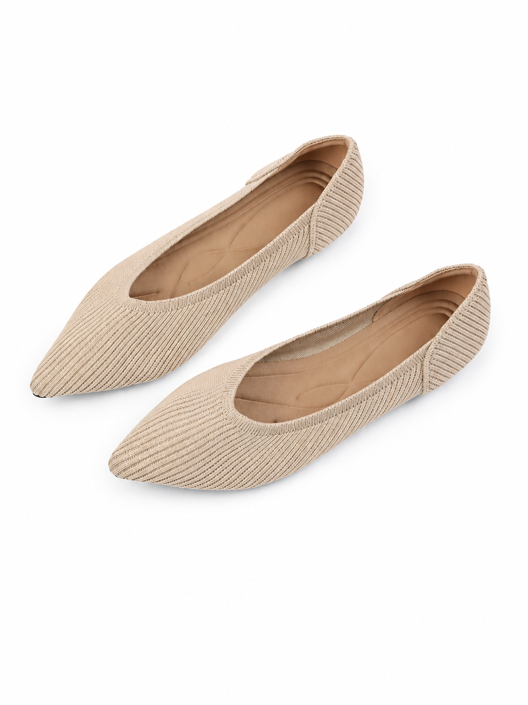 Pointed Toe Knit Ballet Flats for Women – Comfortable Slip-On Walking Shoes, Lightweight Everyday Flats