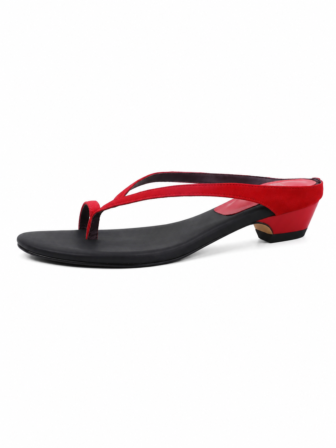 Retro Minimalist Red Thong Heel Sandals