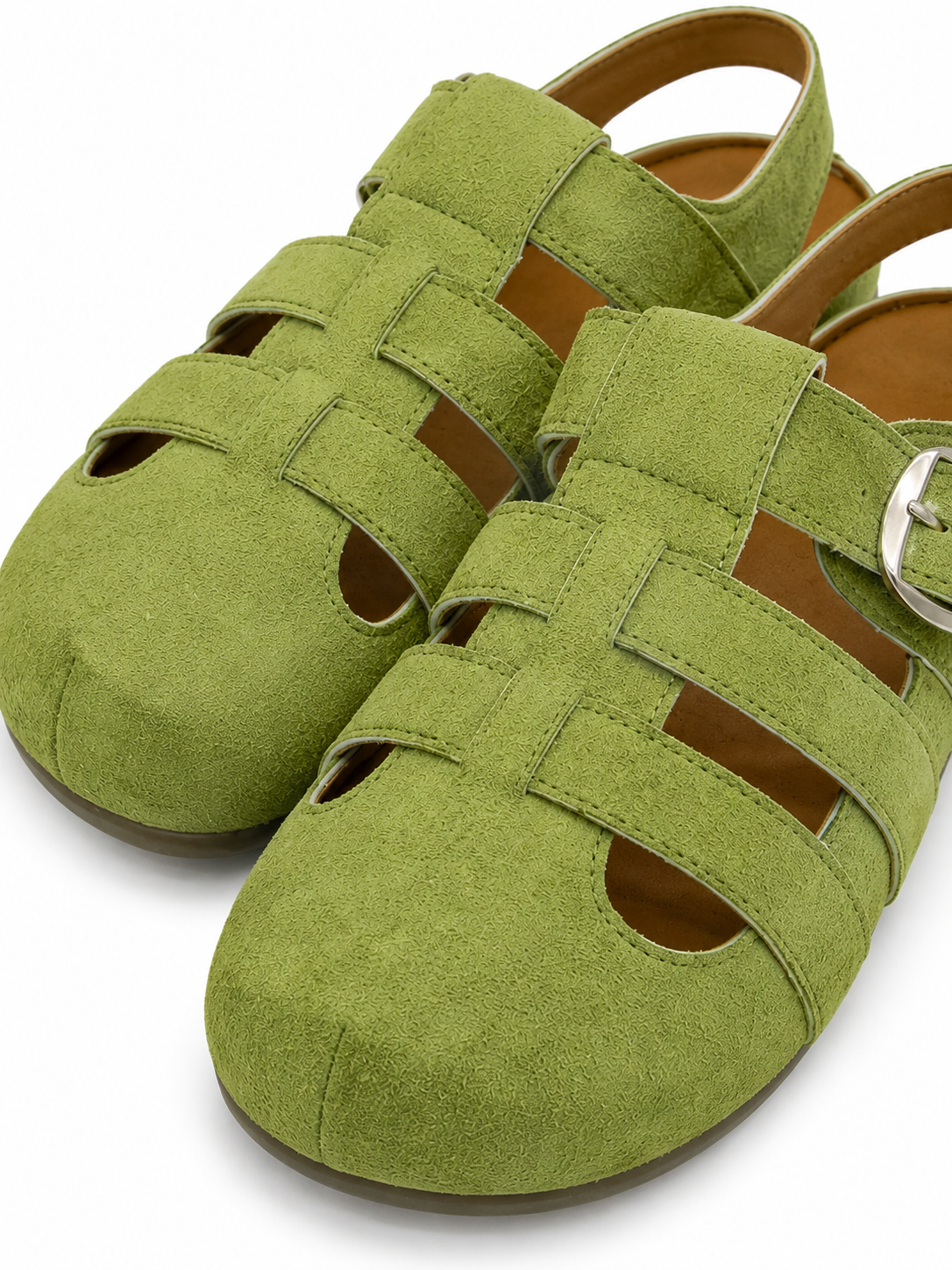 Women’s Fisherman Mary Jane Flats – Retro Cutout Buckle Ballet Shoes with Soft Suede Finish
