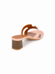 Croc-Embossed Block Heel Slide Sandals – Women's Open Toe Mule Heels