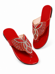 Boho Rhinestone Flower Sandals – Sparkly Crystal Thong Flat Sandals for Women