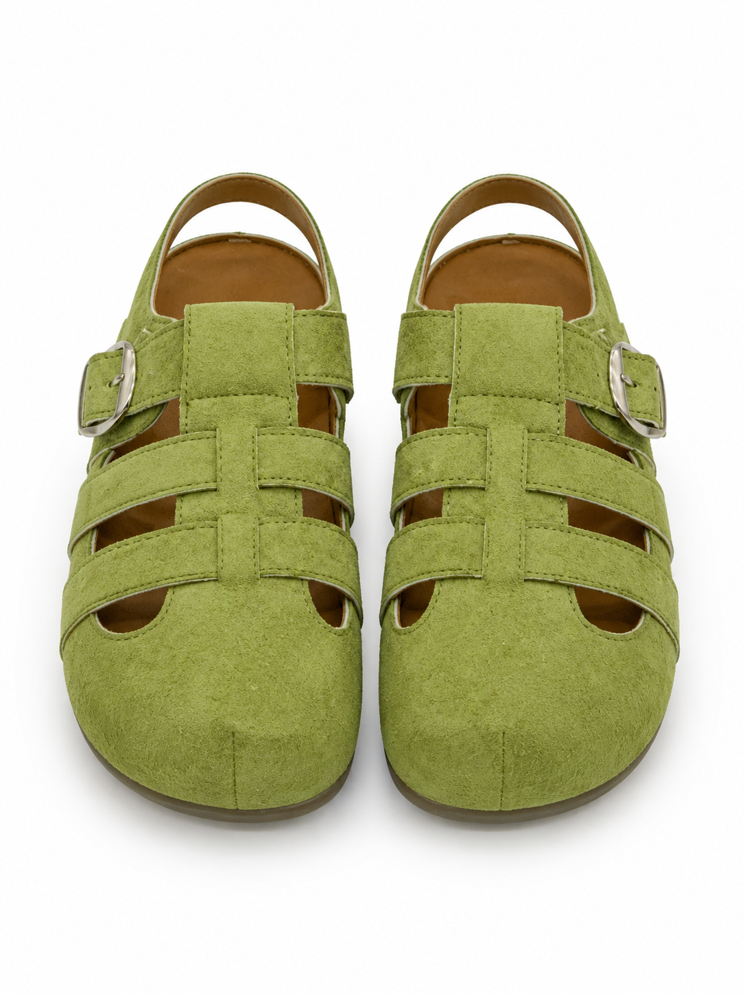 Women’s Fisherman Mary Jane Flats – Retro Cutout Buckle Ballet Shoes with Soft Suede Finish