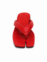 Red Minimalist Thong Sandals for Women – Comfortable Summer Flat Slides