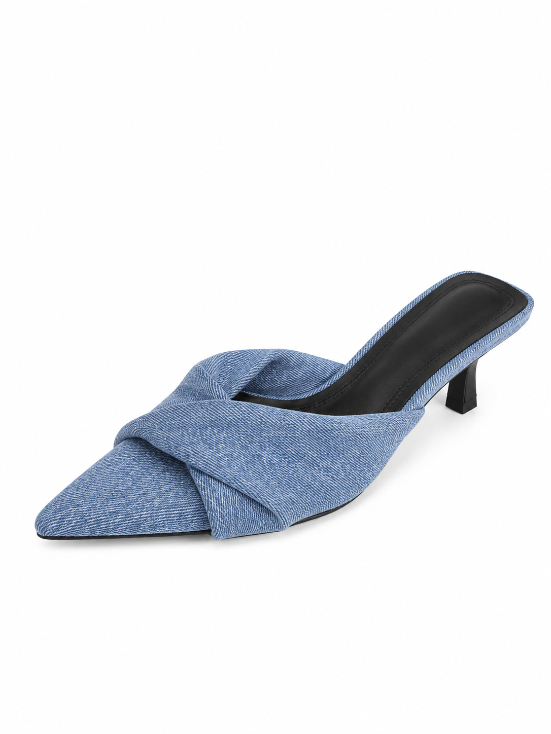 Pointed Toe Mule Heels for Women – Minimalist Cross Strap Kitten Heel Sandals, Chic Slip-On Dress Shoes