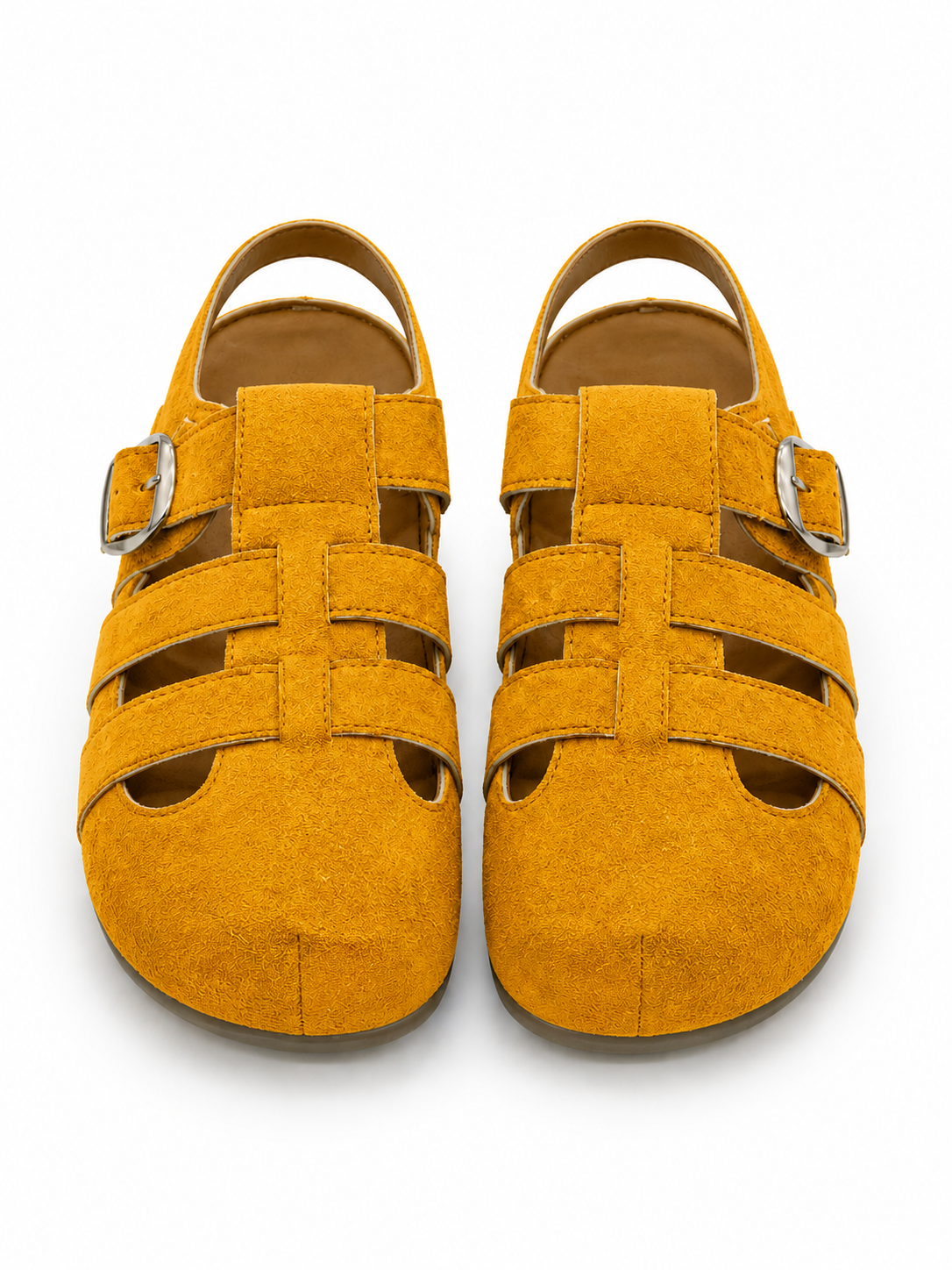 Women’s Fisherman Mary Jane Flats – Retro Cutout Buckle Ballet Shoes with Soft Suede Finish