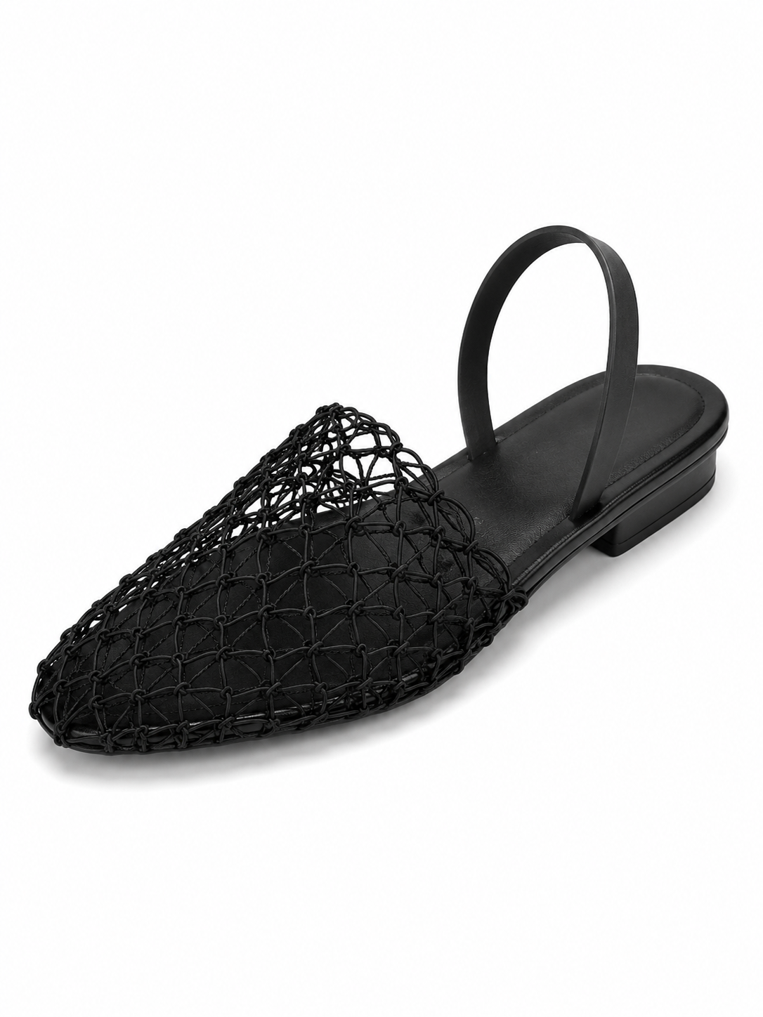 Mesh Pointed-Toe Flat Mules