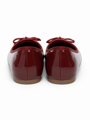 Women’s Patent Leather Ballet Flats – Classic Bow Slip On Ballerina Shoes with Minimalist Retro Style